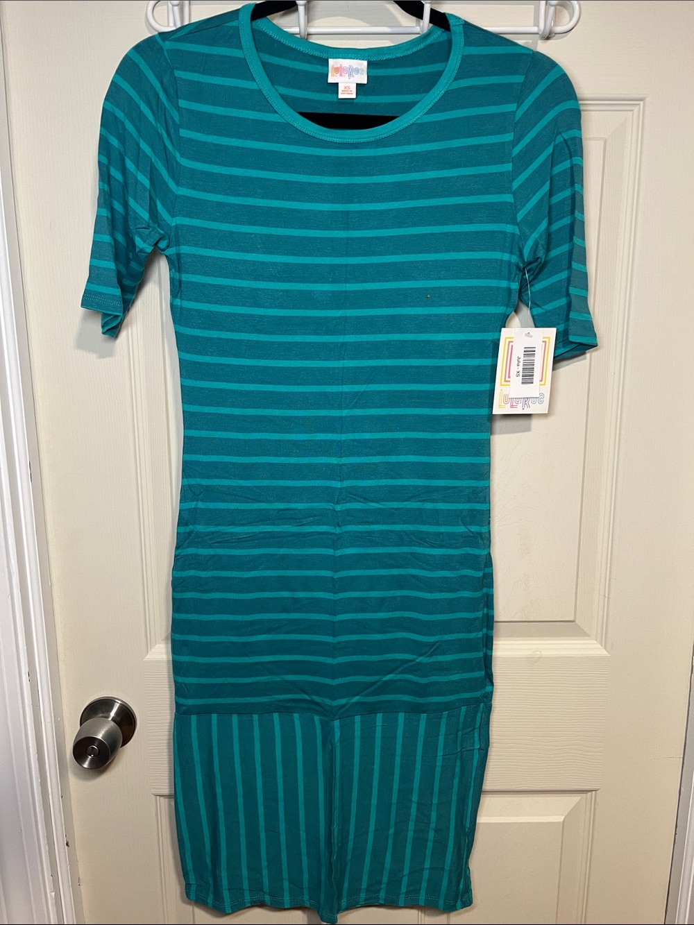 LuLaRoe Teal Striped Midi Dress